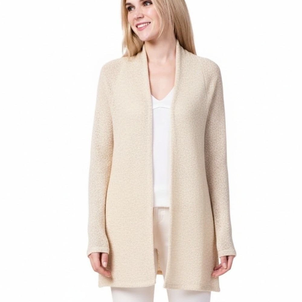 VOCAL‎ Open Front Cardigan Sweater Knit Duster Cozy Cream Size Large NWT